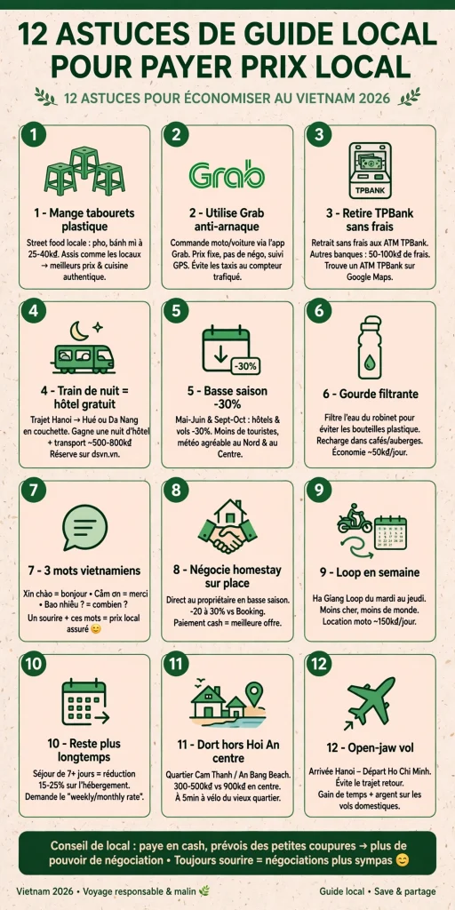 12 astuces guide local pour économiser au Vietnam et payer prix local