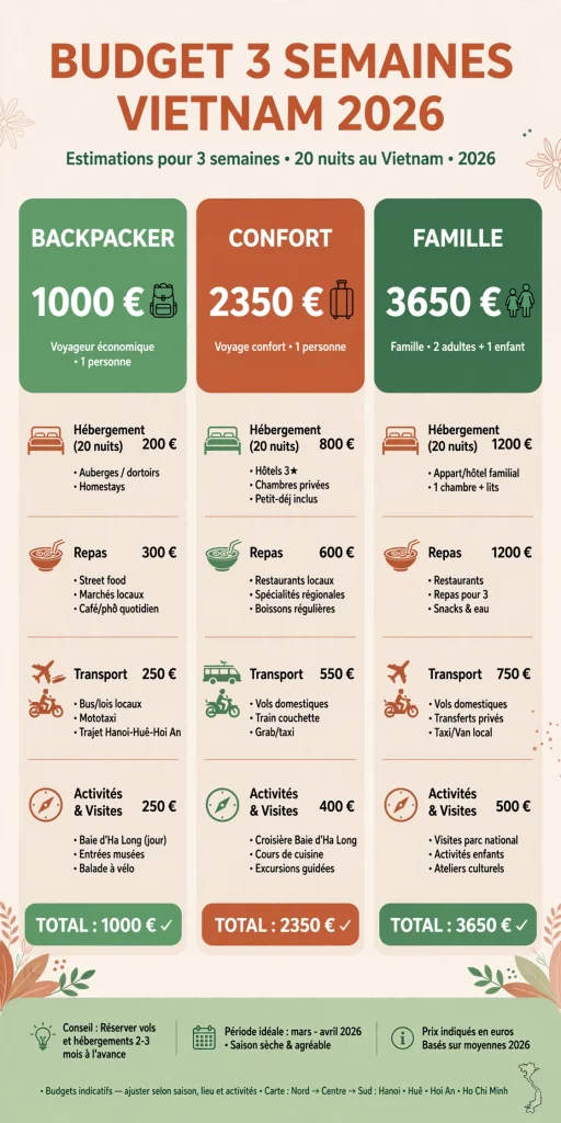 INFOGRAPHIE BUDGET 3 SEMAINES EN EUROS