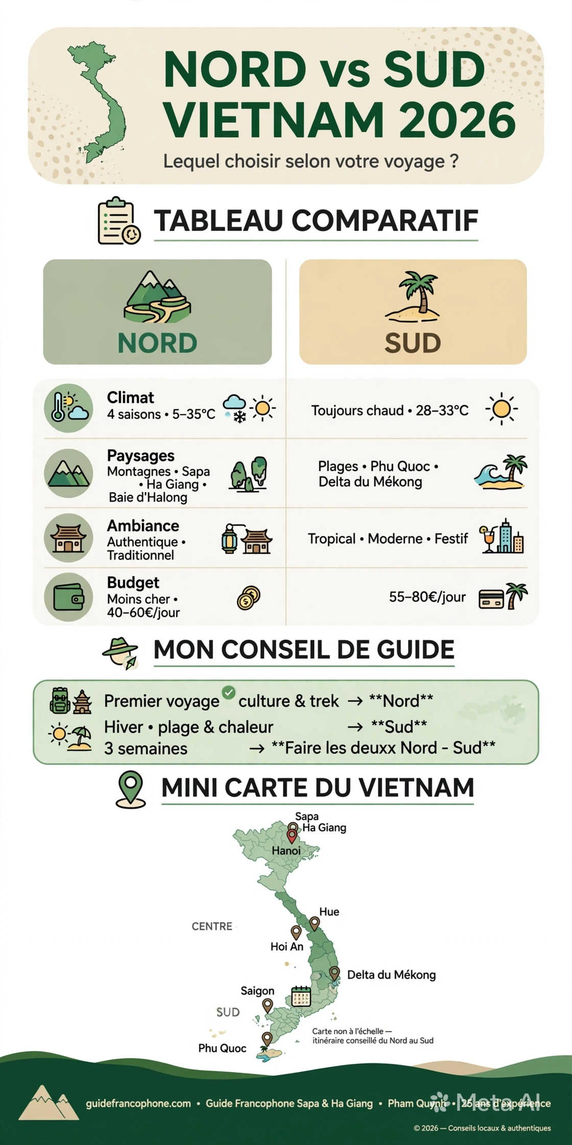 infographie NORD vs SUD VIETNAM 2026